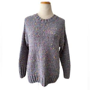 Seven7 Knit Sweater Gray Chenille Popcorn Confetti Soft Pullover size S